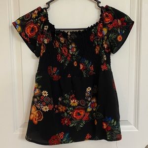 Black floral off the shoulders top